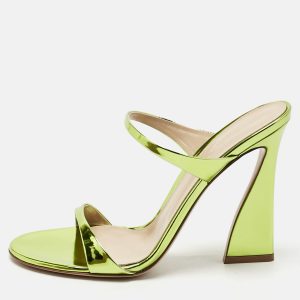 Gianvito Rossi Metallic Green Leather Aura Sandals Size 38, Sandals - Luxury Closet