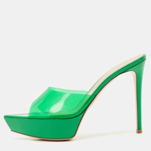 Gianvito Rossi Green PVC Betty Platform Mules Size 41, Sandals - Luxury Closet