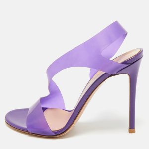 Gianvito Rossi Purple PVC Metropolis Ankle Strap Sandals Size 38, Sandals - Luxury Closet