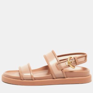 Gianvito Rossi Beige Leather and PVC Bilbao Slingback Sandals Size 38.5, Sandals - Luxury Closet