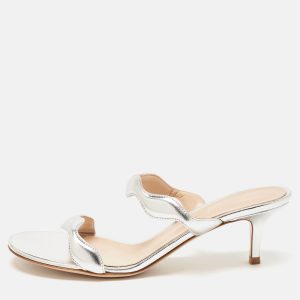 Gianvito Rossi Silver Leather Wavy Sandals Size 38, Sandals - Luxury Closet