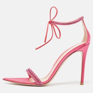 Gianvito Rossi Pink Satin Embellished Montecarlo Sandals Size 39, Sandals - Luxury Closet catalog