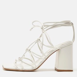Gianvito Rossi minas Size 40 White Leather Ankle Strap Sandals, Sandals - Luxury Closet