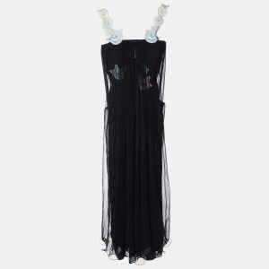 Giorgio Armani Black Tulle Embellished Flared Dress S, Dresses - Luxury Closet