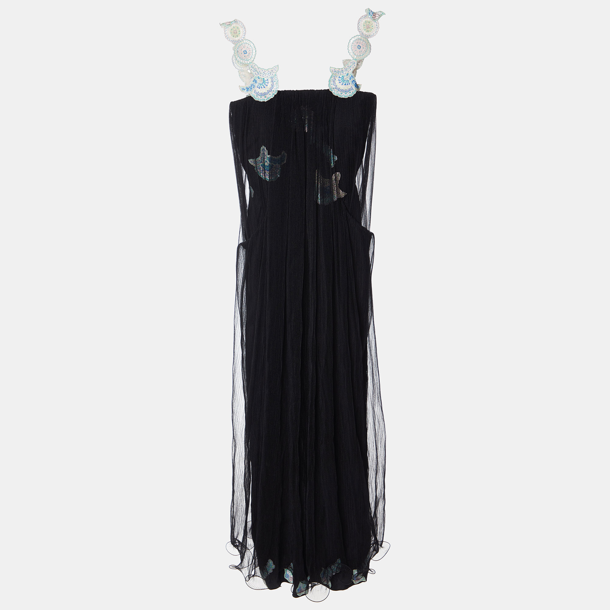 Giorgio Armani Black Tulle Embellished Flared Dress S, Dresses - Luxury Closet