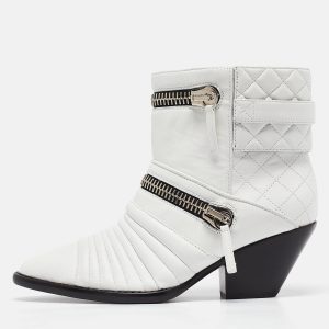 Giuseppe Zanotti White Quilted Leather Ankle Boots Size 38, Boots - Luxury Closet