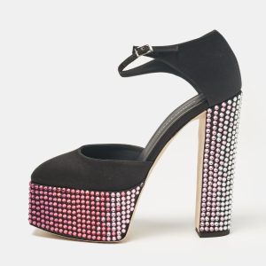 Giuseppe Zanotti Black Satin Crystal Embellished Mary Jane Pumps Size 40, Pumps - Luxury Closet catalog