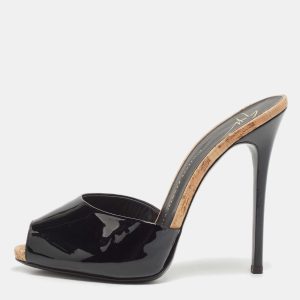 Giuseppe Zanotti Black Patent Leather Slide Sandals Size 38, Sandals - Luxury Closet