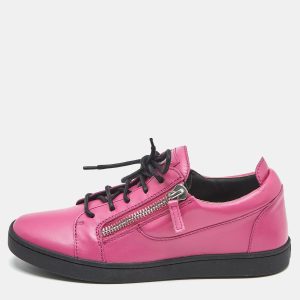 Giuseppe Zanotti Pink Leather Frankie Low Top Sneakers Size 39, Athletic Shoes & Sneakers - Luxury Closet