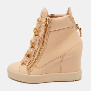 Giuseppe Zanotti Beige Leather Royce Chain Wedge Sneakers Size 39, Athletic Shoes & Sneakers - Luxury Closet