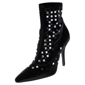 Giuseppe Zanotti Black Velvet Crystal Embellished Ankle Boots Size 36, Boots - Luxury Closet catalog