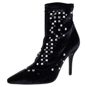 Giuseppe Zanotti Black Velvet Crystal Embellished Ankle Boots Size 39, Boots - Luxury Closet catalog