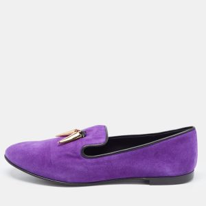 Giuseppe Zanotti Purple Suede Kevin Shark Tooth Tassel Smoking Slippers Size 41, Flats - Luxury Closet