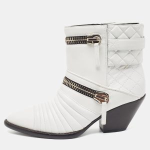 Giuseppe Zanotti White Quilted Leather Ankle Boots Size 37.5, Boots - Luxury Closet catalog