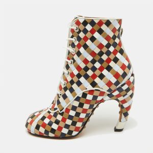 Givenchy Multicolor Woven Leather Lace Up Ankle Boots Size 38, Boots - Luxury Closet catalog