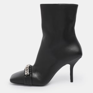 Givenchy Black Leather G Woven Ankle Length Boots Size 36, Boots - Luxury Closet