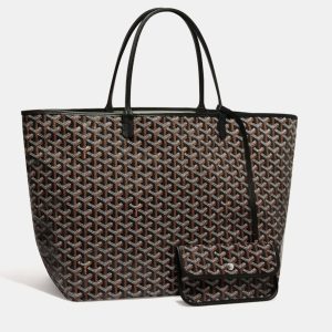 Goyard Black Goyardine Coated Canvas and Leather Saint Louis GM Tote Bag, Tote Handbags - Luxury Closet