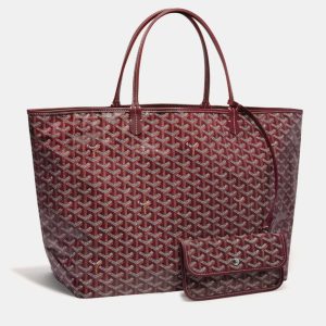 Goyard Burgundy Goyardine Coated Canvas and Leather Saint Louis GM Tote Bag, Tote Handbags - Luxury Closet