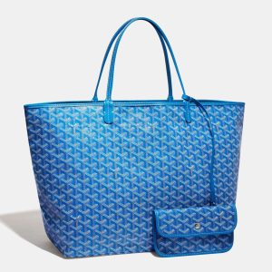 Goyard Sky Blue Goyardine Coated Canvas and Leather Saint Louis GM Tote, Tote Handbags - Luxury Closet