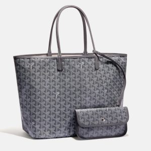 Goyard Grey Goyardine Coated Canvas and Leather Saint Louis PM Tote Bag, Tote Handbags - Luxury Closet