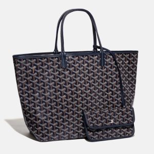 Goyard Navy Blue Goyardine Coated Canvas and Leather Saint Louis PM Tote Bag, Tote Handbags - Luxury Closet