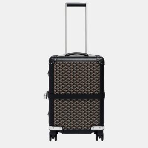 Goyard Black Goyardine Canvas & Clamecy Cowhide Bourget PM Trolley Case, Handbags - Luxury Closet