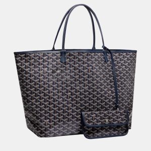 Goyard Navy Blue Goyardine Coated Canvas and Leather Saint Louis GM Tote Bag, Tote Handbags - Luxury Closet