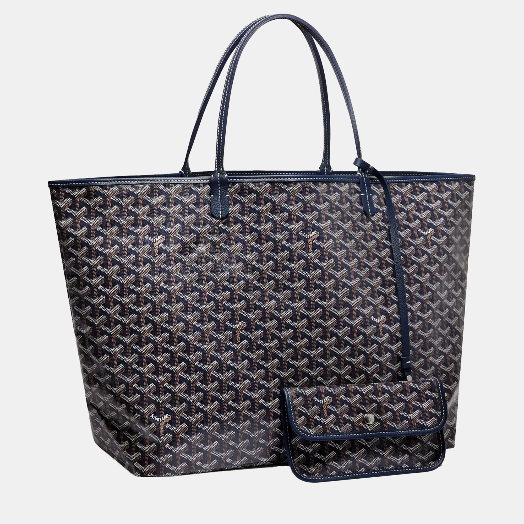 Goyard Navy Blue Goyardine Coated Canvas and Leather Saint Louis GM Tote Bag, Tote Handbags - Luxury Closet