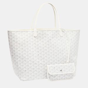 Goyard White Goyardine Coated Canvas and Leather Saint Louis GM Tote Bag, Tote Handbags - Luxury Closet
