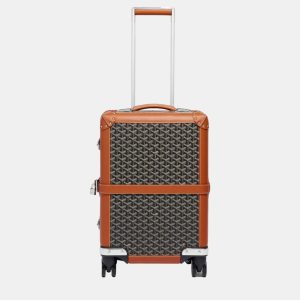 Goyard Black/Tan Goyardine Canvas & Clamecy Cowhide Bourget PM Trolley Case, Handbags - Luxury Closet