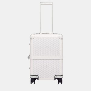 Goyard White Goyardine Canvas & Clamecy Cowhide Bourget PM Trolley Case, Handbags - Luxury Closet