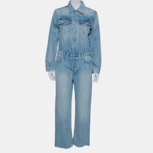 Grlfrnd Blue Denim Sloane Jumpsuit M, Suits - Luxury Closet
