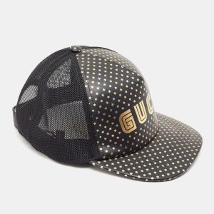 Gucci Black Guccy Stars Print Leather & Mesh Baseball Cap M, Luggage Accessories - Luxury Closet catalog