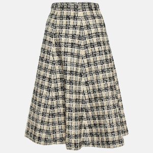 Gucci Beige/Black G Check Tweed Midi Skirt M, Skirts - Luxury Closet