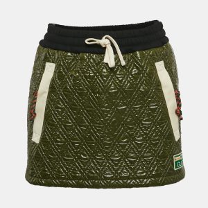 Gucci Green Nylon Quilted Mini Skirt XS, Skirts - Luxury Closet
