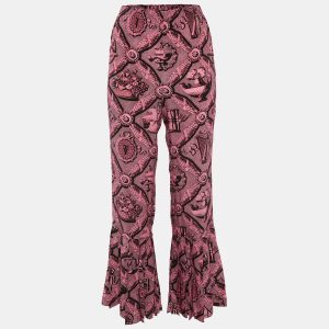 Gucci Pink Printed Silk Flared Trousers S, Clothing - Luxury Closet
