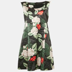 Gucci Black Printed Satin Silk Sleeveless Short Dress L, Dresses - Luxury Closet