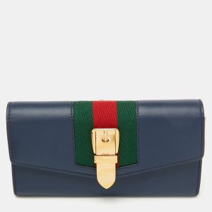 Gucci Blue Leather Sylvie Continental Wallet, Wallets & Money Clips - Luxury Closet