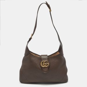 Gucci Brown Leather Medium Aphrodite Hobo, Shoulder Bags - Luxury Closet