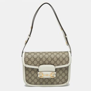 Gucci Beige/Off White GG Supreme Canvas and Leather Medium Horsebit 1955 Shoulder Bag, Shoulder Bags - Luxury Closet catalog