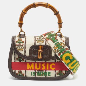 Gucci Brown/Multicolor Canvas Medium 100 Centennial Bamboo Top Handle Bag, Satchels - Luxury Closet catalog