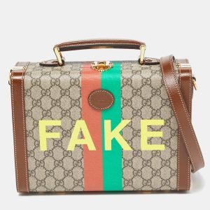 Gucci Brown/Beige GG Supreme Canvas and Leather Fake/Not Savoy Beauty Case Bag, Handbags - Luxury Closet catalog