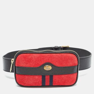 Gucci Red/Black Suede and Patent Leather Ophidia Belt Bag, Handbags - Luxury Closet