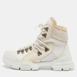 Gucci White Canvas and Leather Flashtrek High Top Sneakers Size 39, Athletic Shoes & Sneakers - Luxury Closet