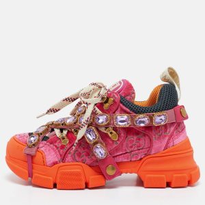 Gucci Pink Jumbo GG Velvet and Mesh Flashtrek Sneakers Size 35, Athletic Shoes & Sneakers - Luxury Closet catalog