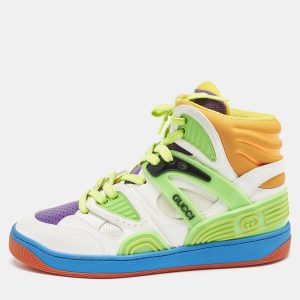 Gucci Multicolor Leather and Fabric Basket Sneakers Size 36.5, Athletic Shoes & Sneakers - Luxury Closet