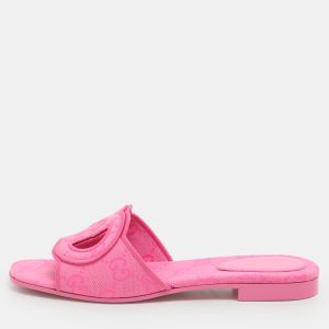 Gucci Pink interlocking G Canvas Flat Slides Size 36, Flats - Luxury Closet catalog
