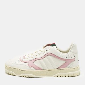 Gucci White/Pink Leather GG Lace Up Sneakers Size 39, Athletic Shoes & Sneakers - Luxury Closet