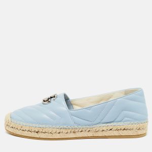 Gucci Blue Matelass&eacute; Leather GG Marmont Espadrille Flats Size 40.5, Flats - Luxury Closet
