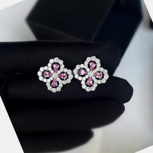 Harry Winston Platinum Pink Sapphire Diamond Loop Earrings, Earrings - Luxury Closet